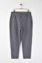 Koyu Mavi Yüksek Bel Çizgili Mom Fit Denim Büyük Beden Jeans TBBAW26CJ00027 - 5