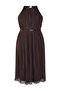 Kahverengi Bodycon Maxi Boy Şifon Dokuma Büyük Beden Elbise TBBSS25AH00252 - 5