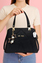 Women's Butterfly Black Hand and Shoulder Bag Handbag with Charm Detail - 8