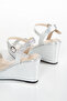 Silver Stone Wedge Sole Women's Heeled Shoes - 540 - 4