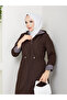 Striped Bondit Fabric Hijab Trench Coat Rc1205010 - 7