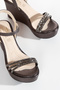 Stone Shiny Wedge Heel Women's Shoes - 3