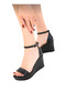Black Women's Black Women's Filled Heel Shoes with Closed Back and Single Strap - 3