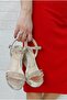 Gold Stone Wedge Sole Women's Heeled Shoes - 540 - 2