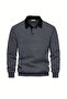 Ghassy Co. Men's Retro Color Blocked Cotton Shirt Collar Sweatshirt