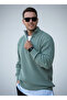Mint Green Knitwear Half Zipper Thick Sweater