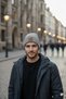 Men's Winter Leather Label Detailed Gray Melange Wool Beret - 2