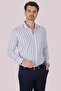 قميص رجالي مخطط باللون الأبيض والأزرق Slimfit مع صندوق هدايا - 5