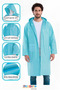 Unisex Eva Raincoat with Pockets, Snap Fasteners, Hooded Windproof and Rainproof - 4