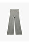 Viscose Blend High Waist Lace-Up Wide Leg Knitwear Trousers - 4
