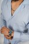 Blue Linen Apaj Collar Relax Fit Men's Shirt - 2
