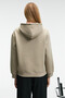 Lioraen Women's Printed Relaxed Kangaroo Pocket Hooded Stone Color Sweatshirt - 6