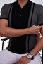 Smoked Black Double Color Men's Polo Neck T-Shirt - 4