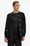 Bisiket Oversize Tirko Cardigan with Collar Pockets and Gold Buttons - 7