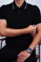 Black Gray Collar Striped Men's Polo Neck T-Shirt