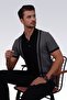 Smoked Black Double Color Men's Polo Neck T-Shirt