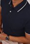 Navy Blue Gray Collar Striped Men's Polo Neck T-Shirt - 6