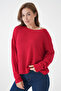 Women's Wide Collar Oversize Red Knit Sweater 6933 - 5