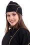 Chef Boat Cap - Black-yellow Piping