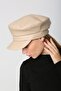 Stylish and Modern Synthetic Leather Beige Hat - Wide Brim and Stitching Detail Design Spk1127 - 5