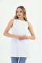 Women's White Color Lycra Crepe Fabric Zero Sleeve Underwear Short Dress - 5