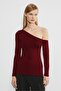 Claret Red Boat Neck Long Sleeve Women's Bodysuit Sh201 - 3
