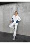 Women's Oversized Zip-Up Tracksuit Set with Denim Detail, Sports Casual - 3