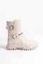 Girl's Quilted Zippered Chain and Buckle Detailed Waterproof Flexible Comfortable Sole Winter Boots