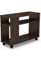 Modern Wooden Side Table with Shelves & Casters, Multifunctional End Table for Small Space, Brown - 3