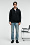 Justus Men's Hooded Kangaroo Pocket Zipper Collar Black Sweatshirt - 5