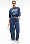 Sorellia Women's Crew Neck Printed Regular Navy Blue Sweatshirt with Corset Waist - 2