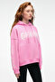 Alirayne Women's Printed Oversize Hooded Kangaroo Pocket Pink Sweatshirt - 2