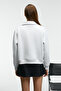 Belle Women's Embroidery Detailed Half Zipper Stand Collar Regular Fit Grimelange Sweatshirt - 6
