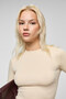 Grigros Women's Stretchy Fabric Slim Fit Long Sleeve Beige T-Shirt - 5