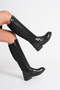 Anessa Women's Black Diver Fabric Knee High Boots