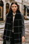 Women's Black Square Patterned Scarf - Shawl 70X180 cm Sal1210 - 3