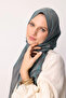 Selis Pattern Double-Sided Shawl Dark Grey-Emerald - 2
