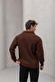 Oversize Thessaloniki Knitted 4 Button Half Placket Comfortable Fit Men's Knitwear Sweater - Brown - 7