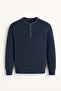 Wes Thessaloniki Knitted 3 Button Half Placket Comfortable Fit Men's Knitwear Sweater - Indigo