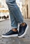 Y-120 Men's Leather Shoes-Navy Blue - 4
