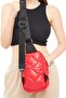 Women's Parachute Fabric Three Compartment Red Body Bag Shoulder Chest Bag - 7