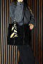 Black Genuine Cowhide Suede Large Size Daily Shoulder Bag with Magnetic Closure, Zippered Inner Pocket and Strap - 3