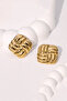 Vintage Square Mesh Stainless Steel Gold Earrings - 3