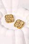 Vintage Square Mesh Stainless Steel Gold Earrings - 4