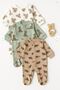 100% Cotton Kangaroo Patterned 3-Piece Jumpsuit with Booties (Girl - Boy - Newborn)