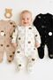 100% Cotton Brown Animal Patterned 3-Piece Footed Jumpsuit (GIRL - BOY - NEWBORN) - 3