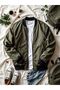 Unisex Trend Oversize Khaki Bomber Jacket