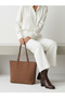 Lune Women's Nubuck Waterproof Large Size Wide Volume Hand and Shoulder Bag Brown - 2
