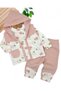 Baby Girl Corduroy Tulip Printed Vest 3 Piece Cute 6-12 Month Baby Set - 2