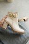 Women's Beige Zippered Daily Use Short Heeled Boots (7 cm) - 6